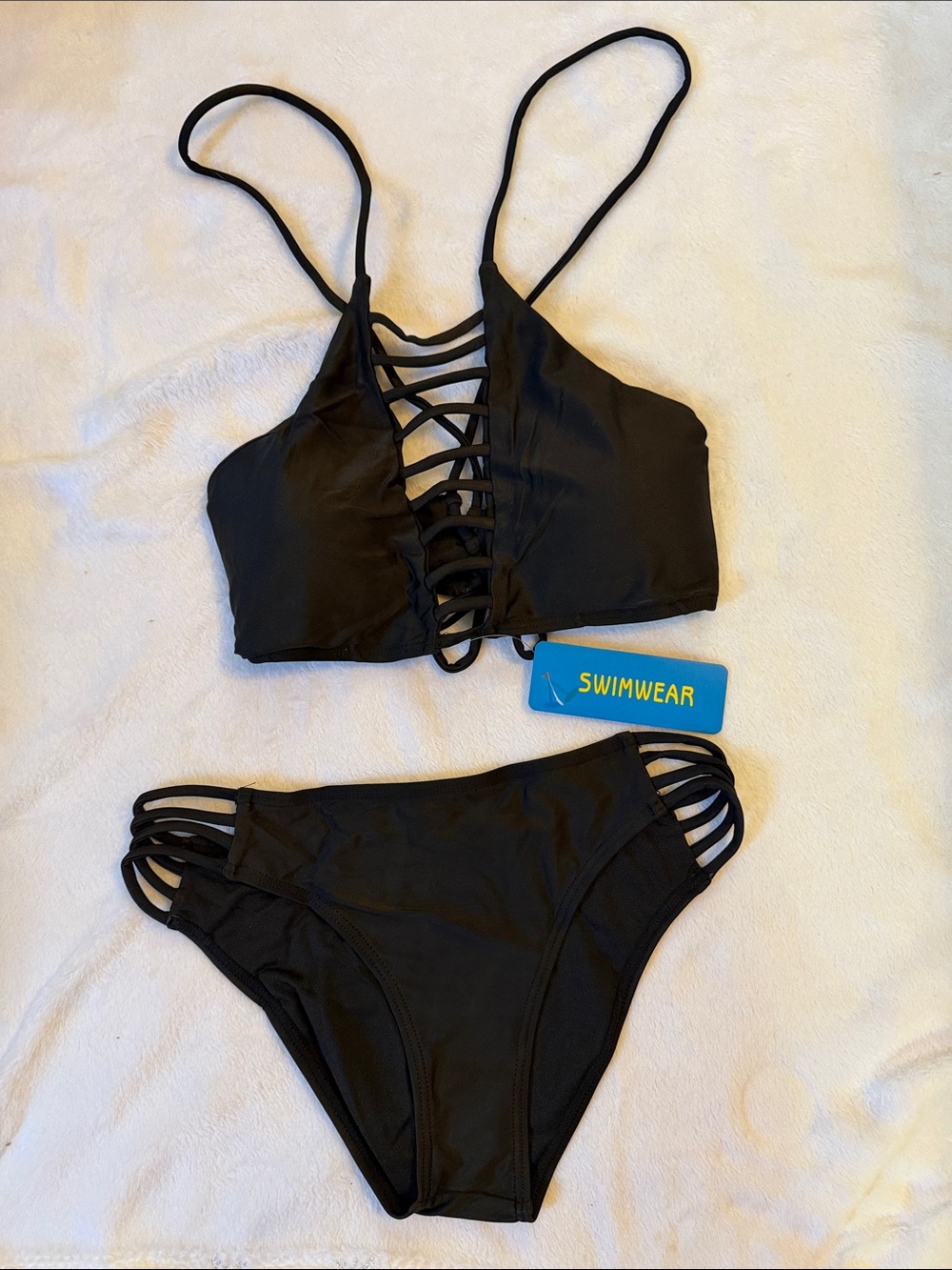 Strappy Black Lace-Up Women’s Bikini Set